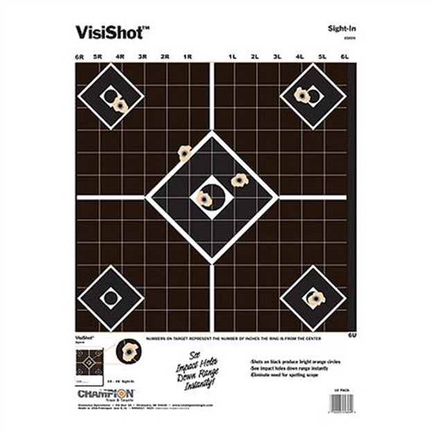 Picture of  Champion Targets 45804 Visishot  5-Diamond Paper Hanging Pistol/Rifle 13" X 18" Black/White 10 Pack