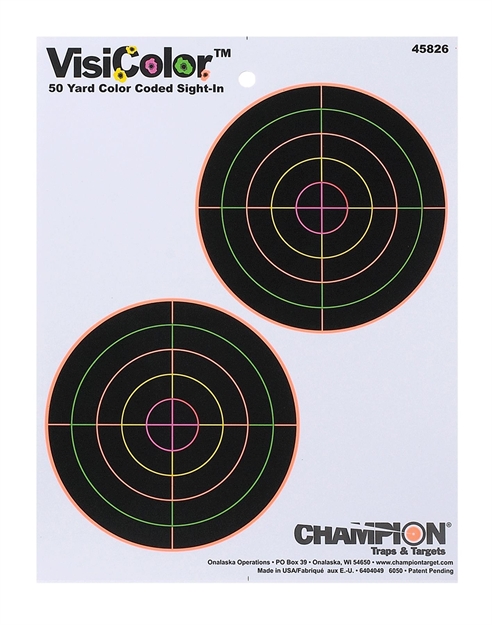Picture of  Champion Targets 45826 Visicolor  5" Double Bullseye Paper Self-Adhesive 8.50" X 11" Multi-Color 10 Pack 076683458261