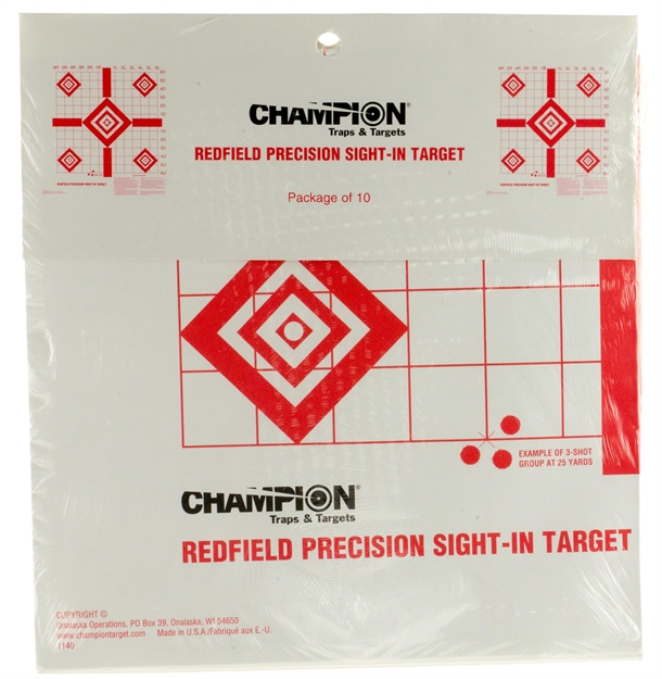 Picture of  Champion Targets 47387 Redfield Sight-In Diamond Paper Pistol/Rifle 16" X 16" White/Red 100 Per Pkg