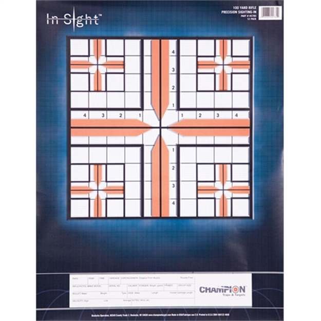 Picture of Champion Traps & Targets In-Sight 100Yd Rifle Sight-In Target, 12Pk