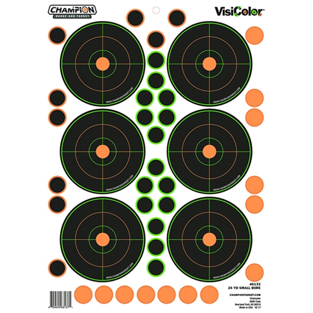 Picture of  Champion Targets 46133 Visicolor  Self-Adhesive Paper Small Bore Rifle Multi Color 25 Yds Bullseye Includes Pasters 5 Pack 604544631371