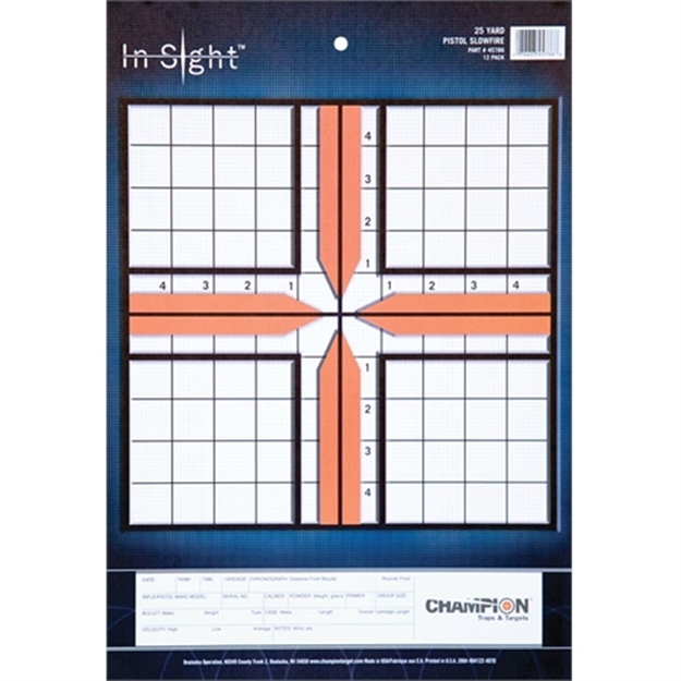 Picture of Champion Traps & Targets In-Sight 25Yd Pistol Slow Fire Target , 12Pk