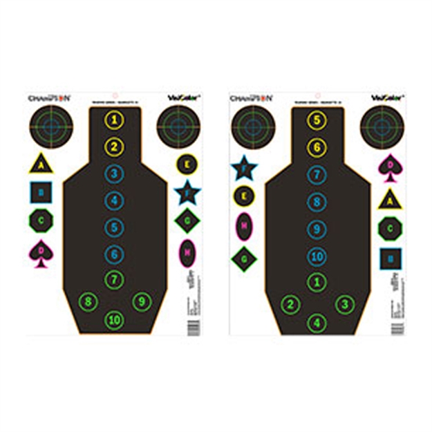 Picture of Champion Traps & Targets Visicolor Training Silhouette Targets - Reaction Silhouette #1 & Reaction Sihlouette #2 Asst 12Pk 45830