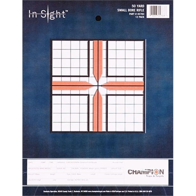 Picture of Champion Traps & Targets In-Sight Paper 50Yd Small Bore Rifle Target, 8.5"X11", 12Pk