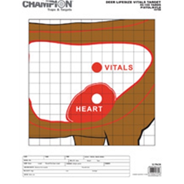 Picture of Champion Traps & Targets Paper Deer Vitals Target, 14"X18", 12Pk