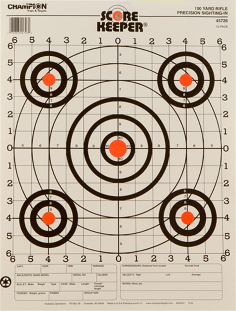 Picture of Champion Traps & Targets Scorekeeper 100 YD Sight IN Orange/Black 12-Pack