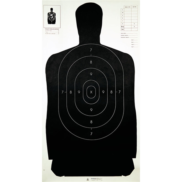 Picture of  Champion Targets 40727 Law Enforcement Silhouette B-27 Hanging Paper Target Black/White 100 Per Pack