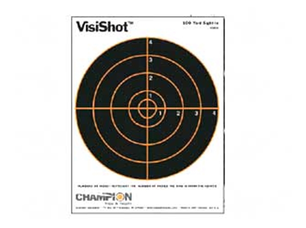 Picture of Champion Traps & Targets Visishot 100 YD Sight-In Target, 8" Bullseye, 8.5"X11", 10Pk 45802 076683458025