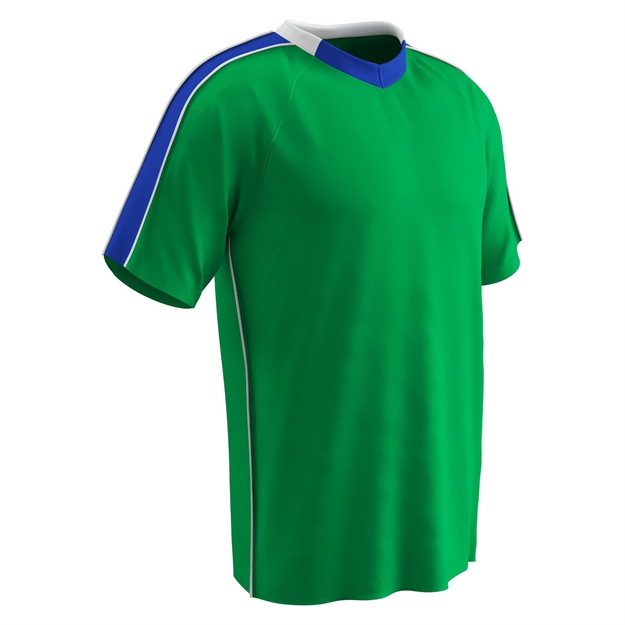 Picture of Champro Adult Mark Soccer Jersey Neon Green Royal White SM