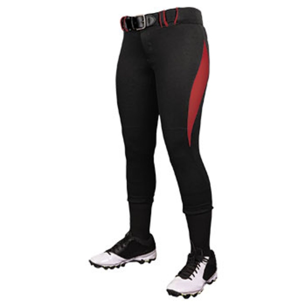 Picture of Champro Womens Surge 2 Color Softball Pant Black Scarlet SM