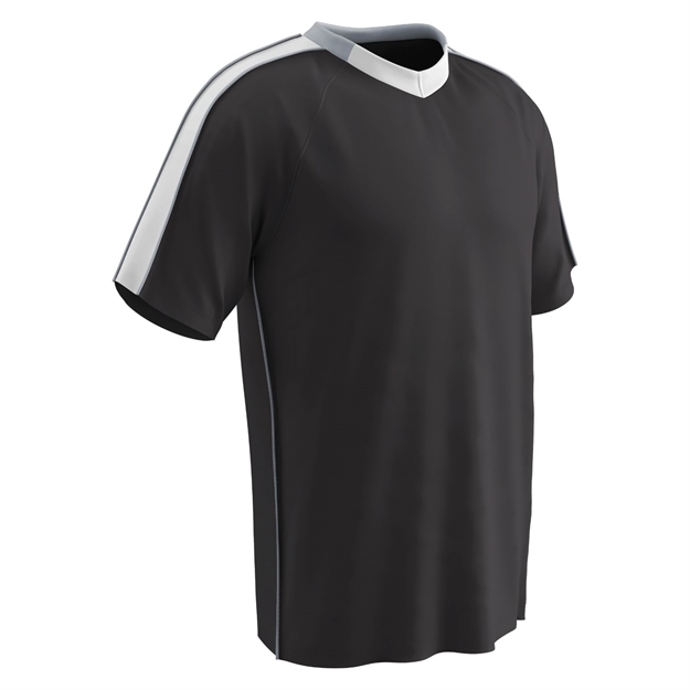 Picture of Champro Youth Mark Soccer Jersey Black White Silver Medium