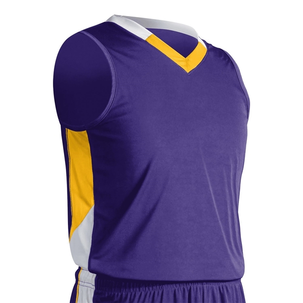 Picture of Champro Youth Rebel Basketball Jersey Purp Gold White Large
