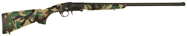 Picture of  Charles Daly 930335 101  Compact 20 Gauge Break Open 3" 1Rd 26" Black Steel Single Shot Barrel & Receiver, Fixed Woodland Camo Synthetic Stock, Beretta/Benelli Mobil Choke System