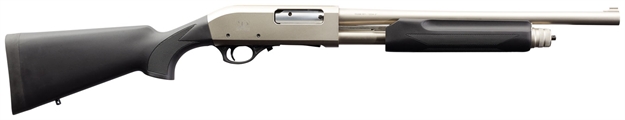 Picture of Charles Daly 930228 301 Tactical 12 Gauge Pump 3" 5+1 18.50" Nickel Vent Rib Barrel, Nickel Aluminum Receiver, Black Fixed Synthetic W/Pistol Grip Stock, 930.228