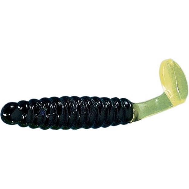 Picture of Slider Crappie/Panfish  Grub 1" Black/Chartreuse Tail 18/Pack CBPF5
