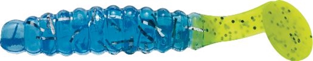 Picture of Slider Crappie/Panfish Grub W/Vibratail, 1 1/2", Blue Ice/Chartreuse Tail, 18/Pack CSGF6