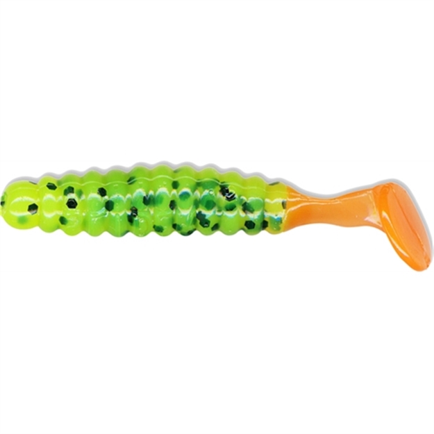 Picture of Slider Crappie/Panfish Grub W/Vibratail, 1 1/2", Chartreuse Black/Orange, 18/Pack CSGGF15 034398200155