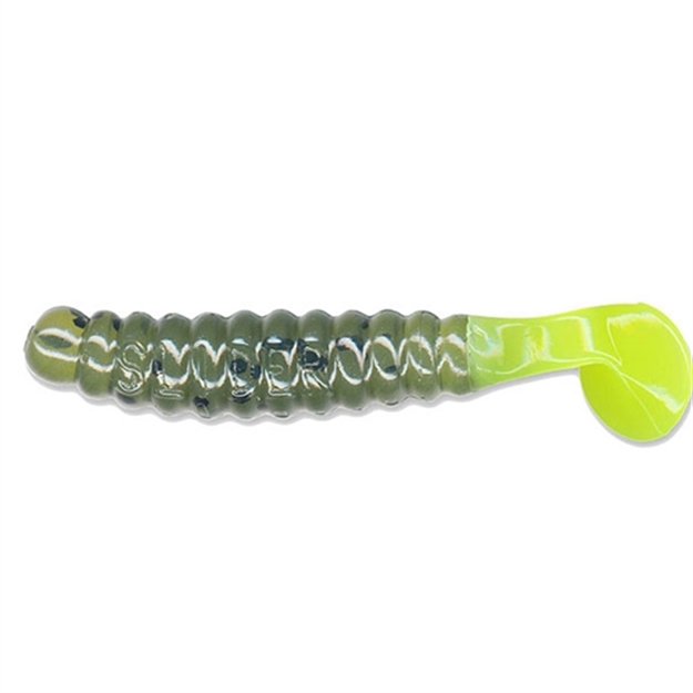 Picture of Slider Crappie/Panfish Grub W/Vibratail, 1 1/2", Watermelon/Chartreuse, 18/Pack CSG815 034398208151
