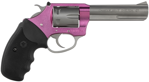 Picture of  Charter Arms 52232 Pathfinder Lite 22 LR 8 Shot, 4.20" Matte Stainless Steel Barrel & Cylinder, Pink Aluminum Frame W/Black Finger Grooved Rubber Grip, Exposed Hammer