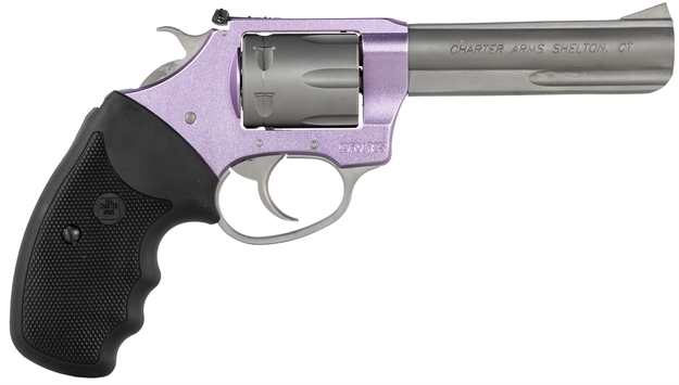 Picture of  Charter Arms 52242 Pathfinder Lite 22 LR 8Rd 4.20" Matte Stainless Stainless Steel Barrel, Lavender Aluminum Frame, Matte Stainless Cylinder, Black Finger Grooved Rubber Grip, Exposed Hammer