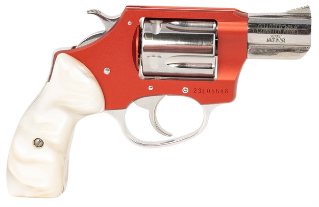 Picture of Charter Arms 53826 Chic Lady  38 Special 5 Shot 2" High Polished Stainless Barrel & Cylinder, Red Anodized Aluminum Frame, White Pearlite Grip, Exposed Hammer 53826-CHT