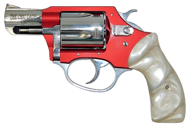 Picture of Charter Arms 53826 Chic Lady  38 Special 5 Shot 2" High Polished Stainless Barrel & Cylinder, Red Anodized Aluminum Frame, White Pearlite Grip, Exposed Hammer 53826-CHT