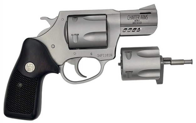 Picture of  Charter Arms 73920 Double Dog  Large 9Mm Luger/357 Mag/38 Special 5 Shot 2.20" Overall Stainless Steel Ported Barrel, Cylinder & Frame, Walnut Grip, Exposed Hammer
