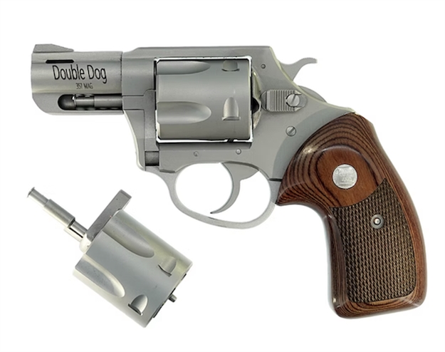 Picture of  Charter Arms 73920 Double Dog  Large 9Mm Luger/357 Mag/38 Special 5 Shot 2.20" Overall Stainless Steel Ported Barrel, Cylinder & Frame, Walnut Grip, Exposed Hammer 0678958739206