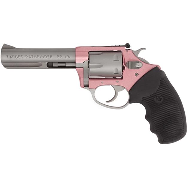 Picture of  Charter Arms 52232 Pathfinder Lite 22 LR 8 Shot, 4.20" Matte Stainless Steel Barrel & Cylinder, Pink Aluminum Frame W/Black Finger Grooved Rubber Grip, Exposed Hammer 678958522327