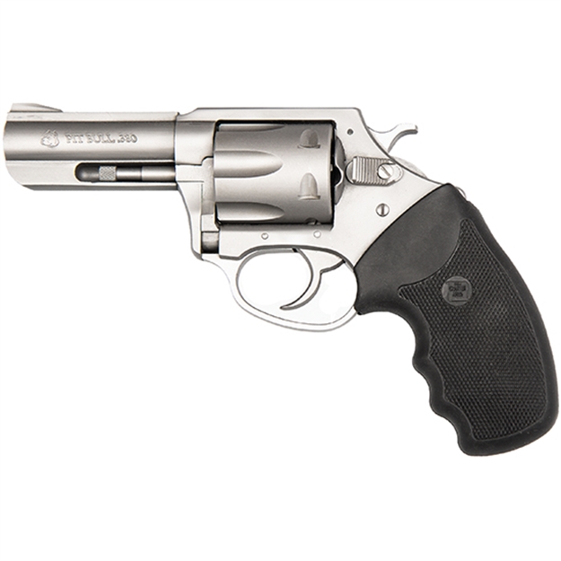 Picture of  Charter Arms 73802 Pitbull  Large 380 Acp 6 Shot 3" Stainless Steel Barrel & Cylinder, Anodized Aluminum Frame W/Black Finger Grooved Rubber Grip
