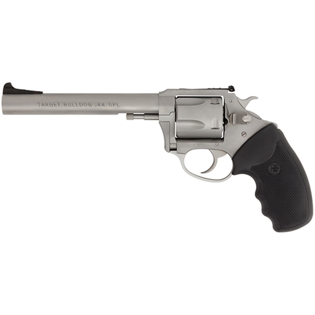 Picture of  Charter Arms 74460 Bulldog Target Large 44 Special, 5 Shot 6" Matte Stainless Steel Barrel, Cylinder & Frame W/Black Finger Grooved Rubber Grip 678958744606