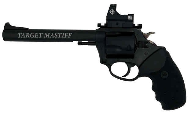 Picture of  Charter Arms 63565 Mastiff Target Large Frame 357 Mag 5 Shot, 6" Black Nitride Stainless Steel Barrel, Cylinder & Frame, Black Rubber Grip, Sightmark Micro Optic, Exposed Hammer