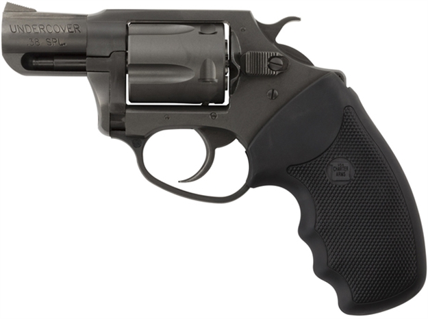 Picture of  Charter Arms 63820 Undercover  Small 38 Special, 5 Shot 2" Black Nitride Stainless Steel Barrel, Cylinder & Frame, Black Finger Grooved Rubber Grip, Exposed Hammer 678958638202