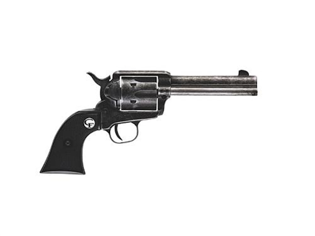 Picture of Chiappa Firearms 340089 Saa 1873  Medium Frame 22 LR 6 Shot, 4.75" Antiqued Steel Barrel, Antiqued Steel Frame, Antique Cylinder, Black Plastic Grip, Exposed Hammer 340.089