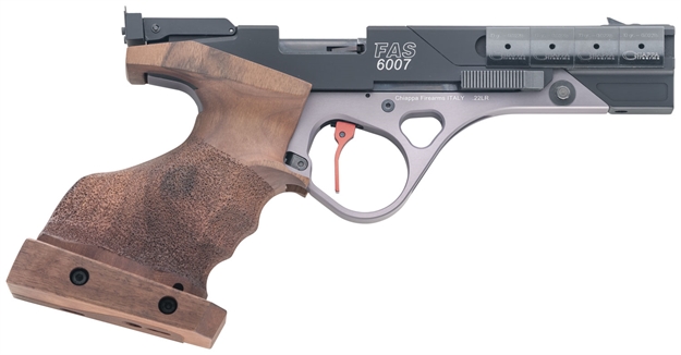 Picture of Chiappa Firearms 401138 Fas 6007  22 LR 5+1 5.63" Black Anodized Aluminum Slide, Grey Anodized Steel Frame Walnut Grip 401.138 8053670718340