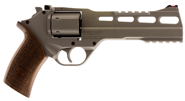 Picture of Chiappa Firearms Cf340249 Rhino 60Sar *Ca Compliant 357 Mag 6 Shot 6" Nickel-Plated Steel Barrel & Cylinder, Nickel-Plated Aluminum Frame & Barrel Shroud, Picatinny Rails, Walnut Grip CF340.249 053670714199