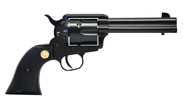 Picture of Chiappa Firearms 340250 Saa 1873  Medium Frame 22 LR 6 Shot, 4.75" Blued Steel Barrel, Cylinder & Frame, Black Plastic Grip, Exposed Hammer 340.250
