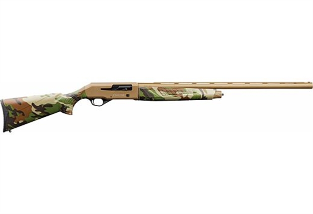 Picture of  Charles Daly 930328 601  12 Gauge 4+1 3" 28" Vent Rib Barrel, Flat Dark Earth Finish Aluminum Receiver, Woodland Camo Synthetic Stock, Includes 3 Choke Tubes 8053800945103