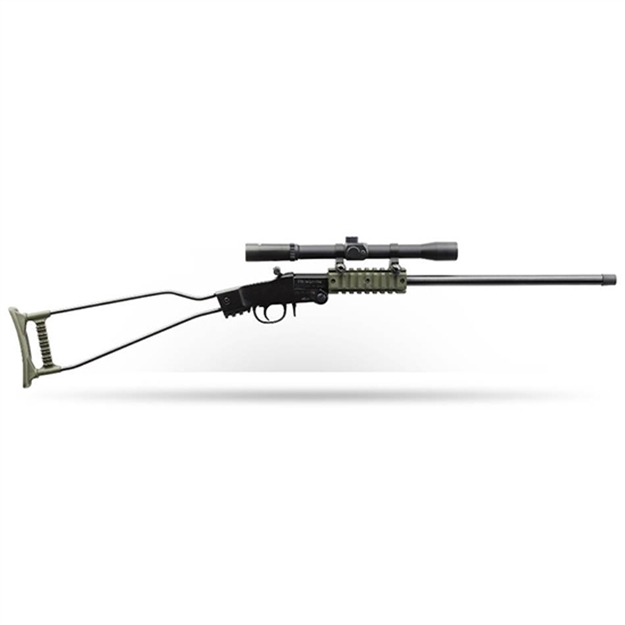 Picture of Chiappa Firearms Little Badger Rifle, 22 LR Folding Rifle,Black/Od Green, 16.5"Bbl, 1/2X28 Threaded Bbl, 12 RD Ammo Holder, 4X20 Scope 500232