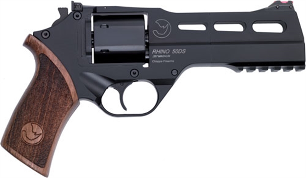 Picture of Chiappa Firearms 340220 Rhino 50Ds  Small Frame 357 Mag 6 Shot, 5" Black Anodized Steel Vent Rib Barrel, Blued Steel Cylinder, Black Anodized Aluminum Frame, Walnut Grip, Concealed Hammer 340.220