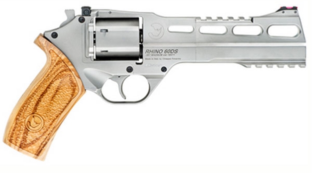 Picture of Chiappa Firearms 340224 Rhino 60Ds Small Frame 357 Mag 6 Shot, 6" Nickel-Plated Steel Vent Rib Barrel & Cylinder, Nickel-Plated Aluminum Frame, Walnut Grip, Concealed Hammer 340.224