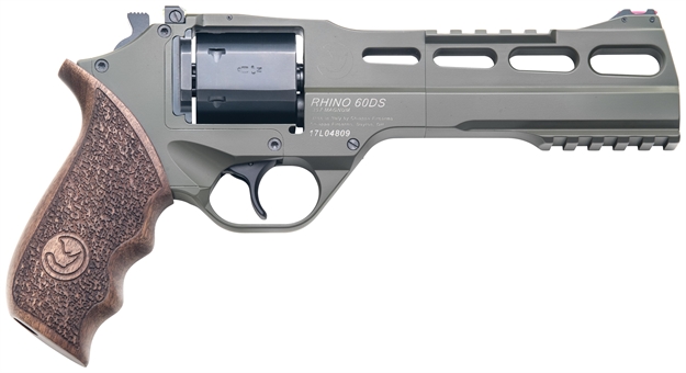 Picture of Chiappa Firearms 340282 Rhino 60Ds Large Frame 357 Mag 6 Shot, 6" Green Cerakote Steel Vent Rib Barrel, Blued Steel Cylinder, Green Cerakote Aluminum Frame, Walnut Grip, Concealed Hammer 340.282
