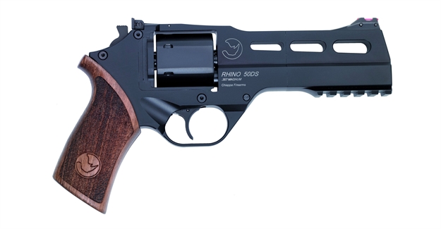 Picture of Chiappa Firearms Cf340246 Rhino 50Sar  Medium Frame 357 Mag 6Rd 5" Black Anodized Steel Vent Rib Barrel, Black Cylinder, Black Anodized Aluminum Frame W/Picatinny Rail, Walnut Grip, Exposed Hammer CF340.246