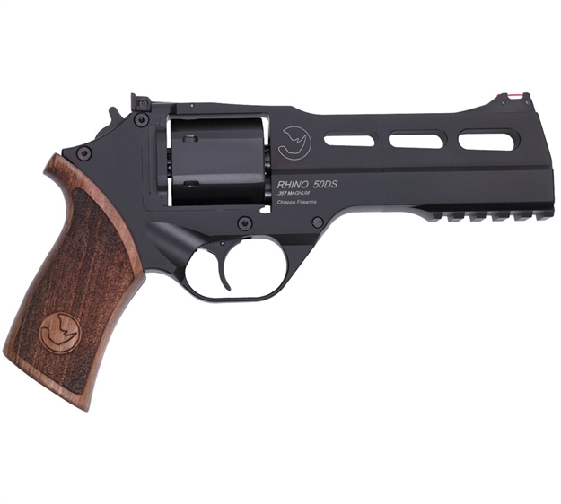 Picture of Chiappa Firearms 340220 Rhino 50Ds  Small Frame 357 Mag 6 Shot, 5" Black Anodized Steel Vent Rib Barrel, Blued Steel Cylinder, Black Anodized Aluminum Frame, Walnut Grip, Concealed Hammer 340.220