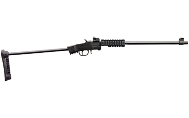 Picture of Chiappa Firearms 500265 Little Badger Xtreme Full Size 22 LR 1 Shot, 16.50" Black Steel Threaded Barrel, Black Quad Picatinny Receiver, Black Folding Steel Rod Stock, Right Hand 500.265