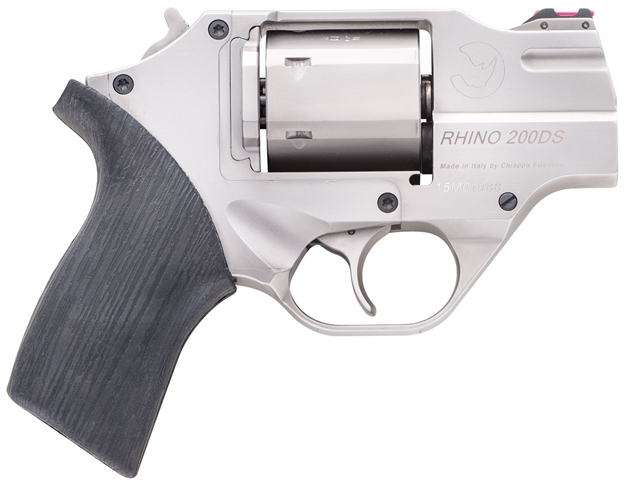 Picture of Chiappa Firearms Cf340218 Rhino 200Ds Small Frame 357 Mag 6 Shot 2" Nickel-Plated Steel Barrel & Cylinder, Nickel-Plated Aluminum Frame, Black Rubber Grip, Concealed Hammer CF340.218