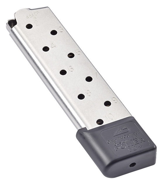 Picture of  Cmc Products 12150 Power Mag Plus 10Rd 45 Acp Fits 1911 Government Stainless Steel W/ Black Base Pad
