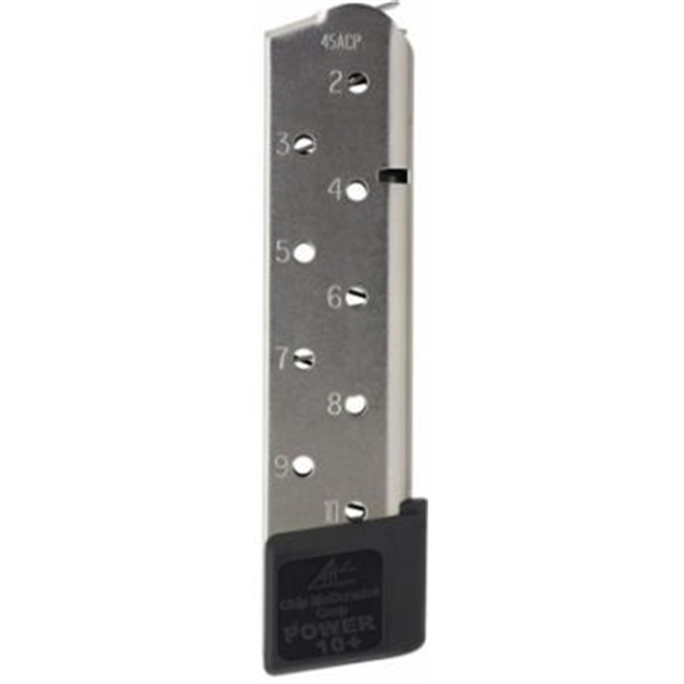 Picture of  Cmc Products 12150 Power Mag Plus 10Rd 45 Acp Fits 1911 Government Stainless Steel W/ Black Base Pad