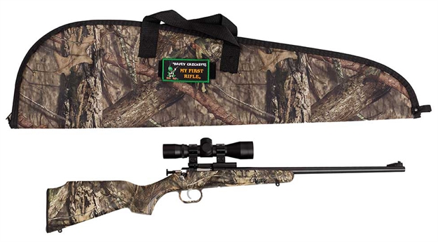 Picture of Chipmunk Crickett Bolt Action Youth Single Shot Rifle, 22 Lr, 16.12" Bbl, Blued, Mossy Oak Break UP Camp Stock, Scope & Case KSA2163BSC