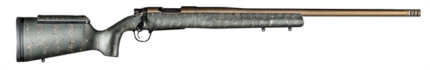 Picture of Christensen Arms 8010200700 Mesa Long Range 308 Win 4+1 24" Threaded Barrel, Burnt Bronze Cerakote, Green With Black/Tan Webbing Stock 801-02007-00 810651029493